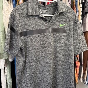 Nike Men’s Heather Gray Polo with Neon Green Swoosh